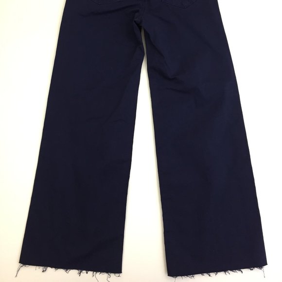 NWT L'AGENCE Dark Blue Denim Wide Leg Raw Edge Hem 5 Pocket Jeans - Picture 10 of 10